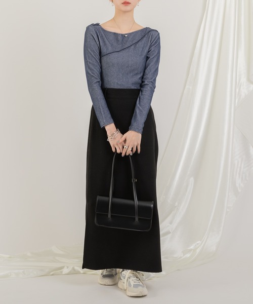 Jeudi(ジュディ)の「オフショルダーティーカラートップス(Tシャツ/カットソー・レディース・ブラック/ネイビー/アイボリー・FREE)」の4枚目の写真