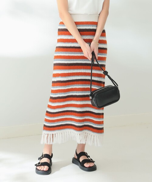 B:MING by BEAMS(ビーミングバイビームス)の「B:MING by BEAMS / マルチボーダー スカート(スカート・レディース・ブルー/オレンジ・FREE)」の1枚目の写真