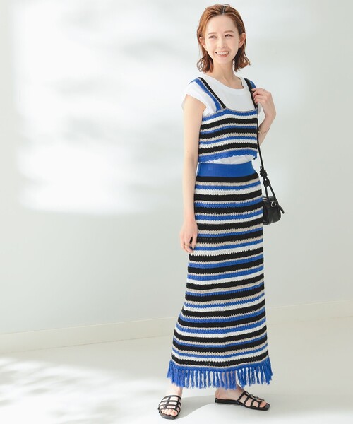 B:MING by BEAMS(ビーミングバイビームス)の「B:MING by BEAMS / マルチボーダー スカート(スカート・レディース・ブルー/オレンジ・FREE)」の6枚目の写真