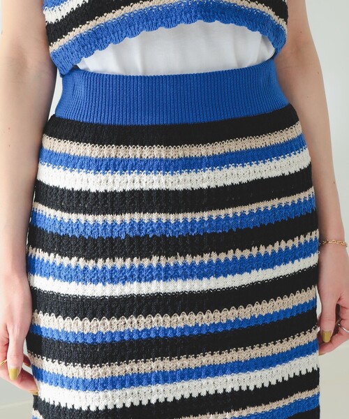 B:MING by BEAMS(ビーミングバイビームス)の「B:MING by BEAMS / マルチボーダー スカート(スカート・レディース・ブルー/オレンジ・FREE)」の4枚目の写真