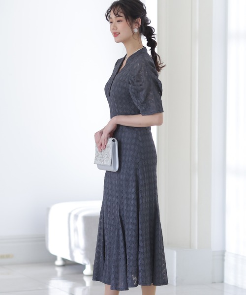 PourVous(プールヴー)の「袖あり&ミモレ丈 パーティー ドレス キーネック お呼ばれ 結婚式 フォーマル 同窓会 オケージョンドレス ワンピース 二次会 成人式 (ドレス・レディース・ネイビー/ベージュ/ピンク/ブラウン/カーキ・M)」の11枚目の写真