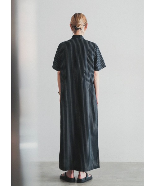 FIL DE FER（フィルデフェール）の「ペンシルストライプ　ドルマンワンピース（シャツワンピース・レディース・ブラック・FREE）」の9枚目の写真