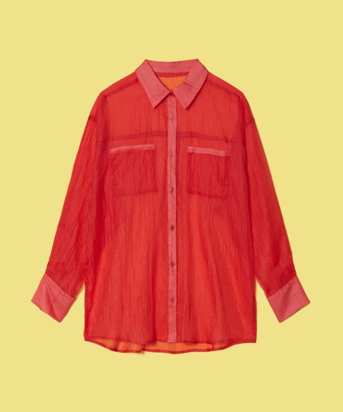FOREVER 21(フォーエバー トゥエンティーワン)の「【MODE】レギュラーカラーシアーシャツ(シャツ/ブラウス・レディース・ホワイト/ブラック/レッド・FREE)」の3枚目の写真