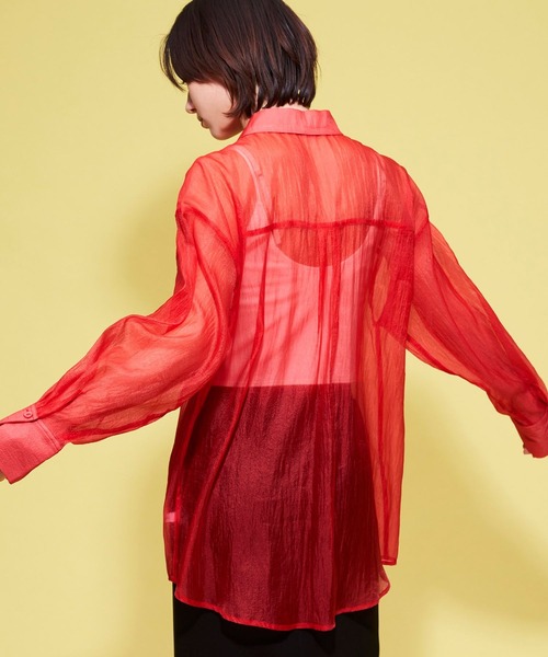 FOREVER 21(フォーエバー トゥエンティーワン)の「【MODE】レギュラーカラーシアーシャツ(シャツ/ブラウス・レディース・ホワイト/ブラック/レッド・FREE)」の14枚目の写真