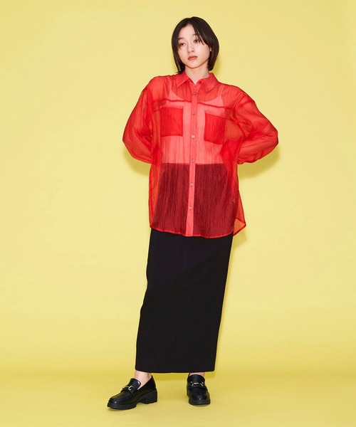 FOREVER 21(フォーエバー トゥエンティーワン)の「【MODE】レギュラーカラーシアーシャツ(シャツ/ブラウス・レディース・ホワイト/ブラック/レッド・FREE)」の10枚目の写真