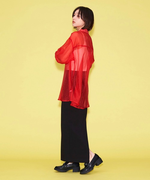FOREVER 21(フォーエバー トゥエンティーワン)の「【MODE】レギュラーカラーシアーシャツ(シャツ/ブラウス・レディース・ホワイト/ブラック/レッド・FREE)」の11枚目の写真