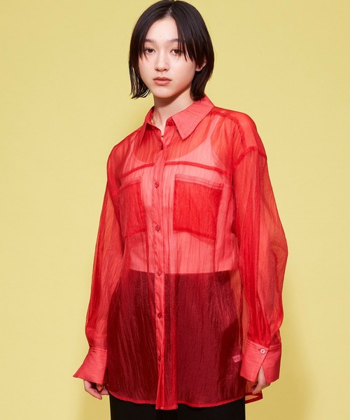 FOREVER 21(フォーエバー トゥエンティーワン)の「【MODE】レギュラーカラーシアーシャツ(シャツ/ブラウス・レディース・ホワイト/ブラック/レッド・FREE)」の16枚目の写真