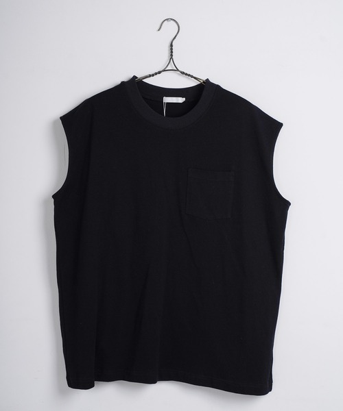 Air Tokyo(エアートウキョー)の「オーバーサイズ ポケット付き フレンチスリーブ カットソー(Tシャツ/カットソー・メンズ・オフホワイト/ブラック/グレイッシュベージュ・MEDIUM/LARGE)」の10枚目の写真
