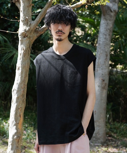 Air Tokyo(エアートウキョー)の「オーバーサイズ ポケット付き フレンチスリーブ カットソー(Tシャツ/カットソー・メンズ・オフホワイト/ブラック/グレイッシュベージュ・MEDIUM/LARGE)」の14枚目の写真
