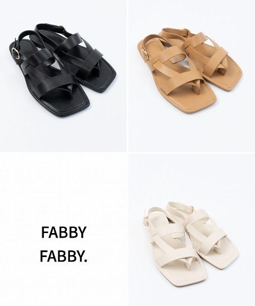 Fabby fabby(ファビィーファビィー)の「ベルトトングフラットサンダル(サンダル・レディース・ブラック/オフホワイト/ベージュ・LARGE/SMALL/MEDIUM)」の17枚目の写真