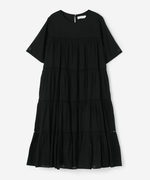 Bshop(ビショップ)の「normment | コットン 半袖ティアードワンピース WOMEN(ワンピース・レディース・ブラック/ロイヤルブルー/ホワイト・ONE)」の2枚目の写真