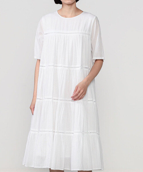 Bshop(ビショップ)の「normment | コットン 半袖ティアードワンピース WOMEN(ワンピース・レディース・ブラック/ロイヤルブルー/ホワイト・ONE)」の11枚目の写真