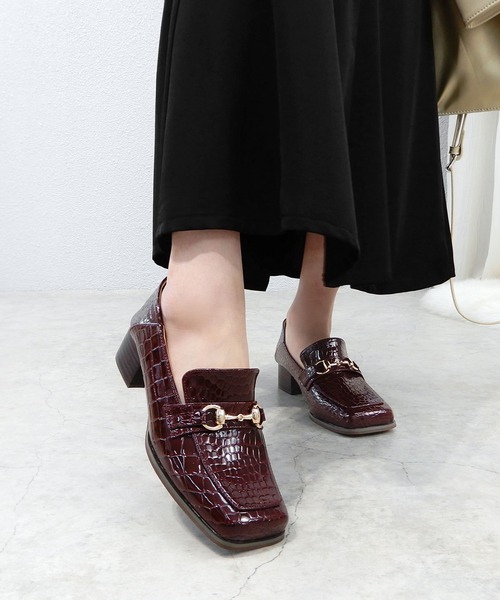 alala（アララ）の「スクエアトゥビットヒールローファー（ローファー・レディース・ブラック/ネイビー/ワインレッド・LL/S/M/L）」の6枚目の写真