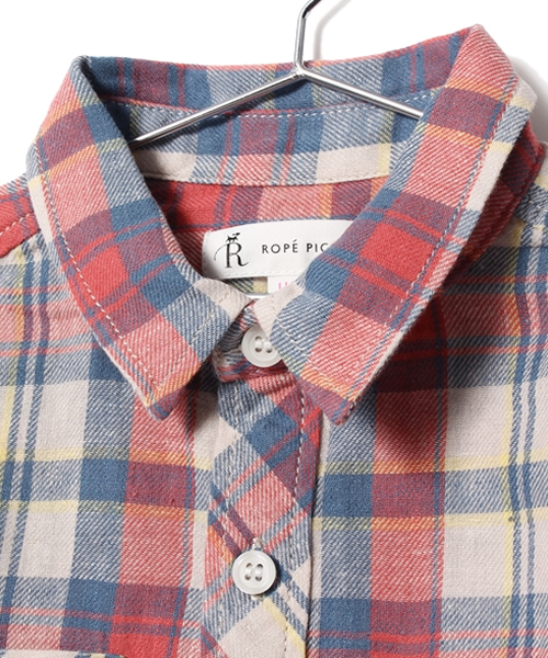 ROPE' PICNIC（ロペピクニック）の「【ROPE' PICNIC KIDS】コットンリネンチェックシャツ（シャツ/ブラウス・キッズ・ブルー/レッド/イエロー・120cm/110cm/100cm）」の5枚目の写真