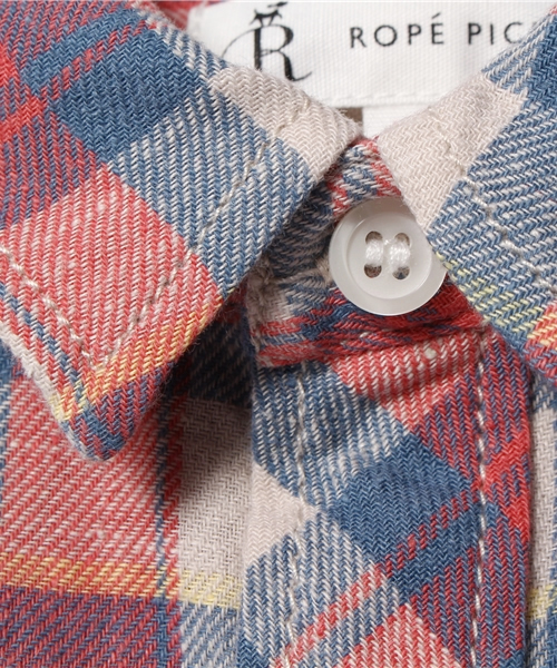 ROPE' PICNIC（ロペピクニック）の「【ROPE' PICNIC KIDS】コットンリネンチェックシャツ（シャツ/ブラウス・キッズ・ブルー/レッド/イエロー・120cm/110cm/100cm）」の6枚目の写真