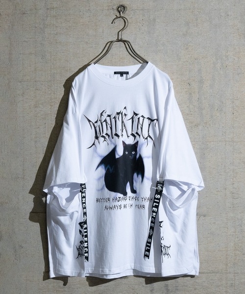 JOHN'S CLOSET（ジョンズクローゼット）の「【13】2WAY SLEEVE グラフィックプリント BIG　TEE（Tシャツ/カットソー・メンズ・ホワイト系その他/ブラック/ブラック系その他/ホワイト/ホワイト系1/ホワイト系2/ブラック系1/ブラック系2・LARGE/MEDIUM）」の5枚目の写真