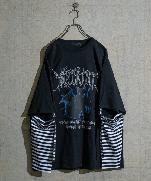 JOHN'S CLOSET（ジョンズクローゼット）の「【13】2WAY SLEEVE グラフィックプリント BIG　TEE（Tシャツ/カットソー・メンズ・ホワイト系その他/ブラック/ブラック系その他/ホワイト/ホワイト系1/ホワイト系2/ブラック系1/ブラック系2・LARGE/MEDIUM）」の2枚目の写真