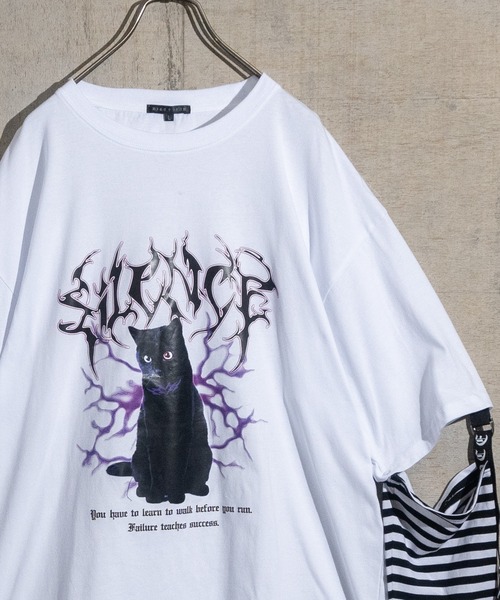 JOHN'S CLOSET（ジョンズクローゼット）の「【13】2WAY SLEEVE グラフィックプリント BIG　TEE（Tシャツ/カットソー・メンズ・ホワイト系その他/ブラック/ブラック系その他/ホワイト/ホワイト系1/ホワイト系2/ブラック系1/ブラック系2・LARGE/MEDIUM）」の3枚目の写真