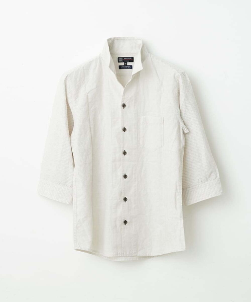 MK MICHEL KLEIN HOMME (エムケーミッシェルクランオム)の「ハードマンリネンシャツ(シャツ/ブラウス・メンズ・アイボリー/スモークピンク/ブルー/ライトブルー・48/46/51)」の2枚目の写真