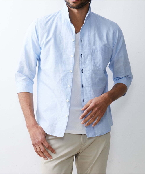 MK MICHEL KLEIN HOMME (エムケーミッシェルクランオム)の「ハードマンリネンシャツ(シャツ/ブラウス・メンズ・アイボリー/スモークピンク/ブルー/ライトブルー・48/46/51)」の3枚目の写真