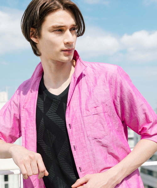 MK MICHEL KLEIN HOMME (エムケーミッシェルクランオム)の「ハードマンリネンシャツ(シャツ/ブラウス・メンズ・アイボリー/スモークピンク/ブルー/ライトブルー・48/46/51)」の5枚目の写真