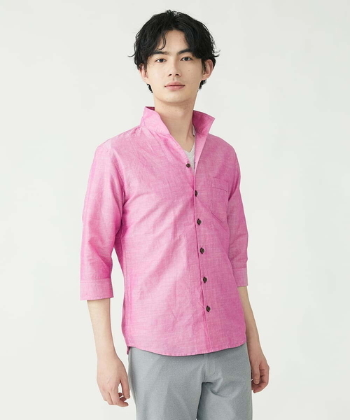 MK MICHEL KLEIN HOMME (エムケーミッシェルクランオム)の「ハードマンリネンシャツ(シャツ/ブラウス・メンズ・アイボリー/スモークピンク/ブルー/ライトブルー・48/46/51)」の8枚目の写真