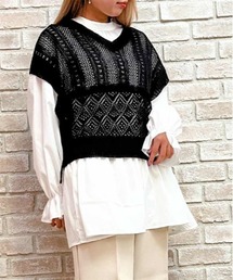 透かし編みベストアンサンブル