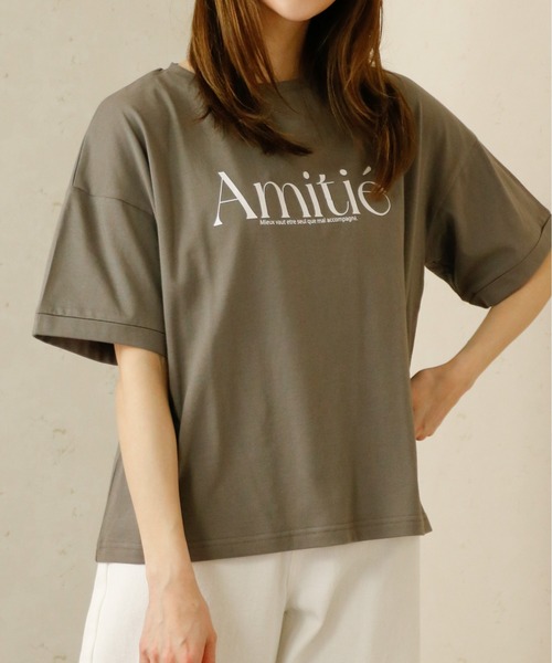 Per sist ence(パーシエンス)の「Per sist ence/パーシエンス ロールアップロゴTシャツ(Tシャツ/カットソー・レディース・オフホワイト/チャコールグレー・FREE)」の1枚目の写真