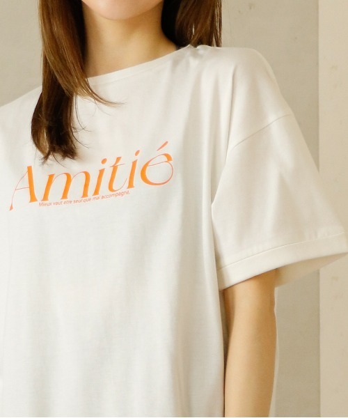 Per sist ence(パーシエンス)の「Per sist ence/パーシエンス ロールアップロゴTシャツ(Tシャツ/カットソー・レディース・オフホワイト/チャコールグレー・FREE)」の3枚目の写真