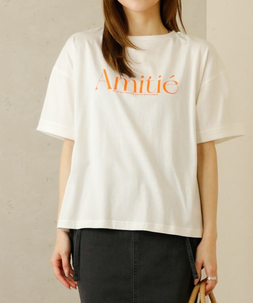 Per sist ence(パーシエンス)の「Per sist ence/パーシエンス ロールアップロゴTシャツ(Tシャツ/カットソー・レディース・オフホワイト/チャコールグレー・FREE)」の5枚目の写真