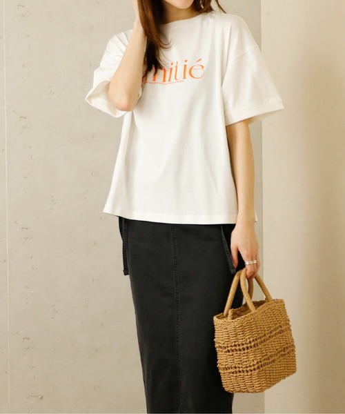 Per sist ence(パーシエンス)の「Per sist ence/パーシエンス ロールアップロゴTシャツ(Tシャツ/カットソー・レディース・オフホワイト/チャコールグレー・FREE)」の6枚目の写真