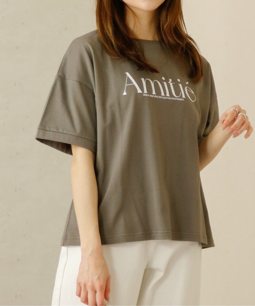 Per sist ence(パーシエンス)の「Per sist ence/パーシエンス ロールアップロゴTシャツ(Tシャツ/カットソー・レディース・オフホワイト/チャコールグレー・FREE)」の8枚目の写真