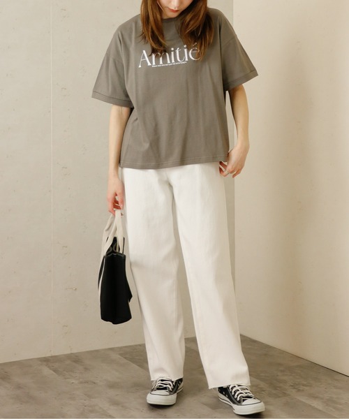 Per sist ence(パーシエンス)の「Per sist ence/パーシエンス ロールアップロゴTシャツ(Tシャツ/カットソー・レディース・オフホワイト/チャコールグレー・FREE)」の9枚目の写真