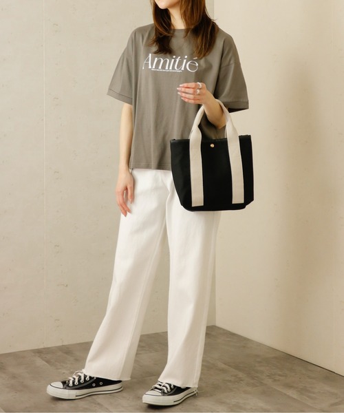 Per sist ence(パーシエンス)の「Per sist ence/パーシエンス ロールアップロゴTシャツ(Tシャツ/カットソー・レディース・オフホワイト/チャコールグレー・FREE)」の10枚目の写真