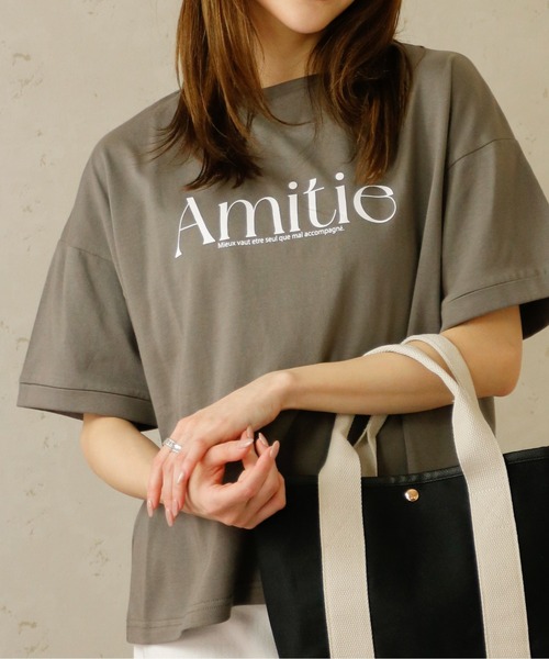 Per sist ence(パーシエンス)の「Per sist ence/パーシエンス ロールアップロゴTシャツ(Tシャツ/カットソー・レディース・オフホワイト/チャコールグレー・FREE)」の14枚目の写真