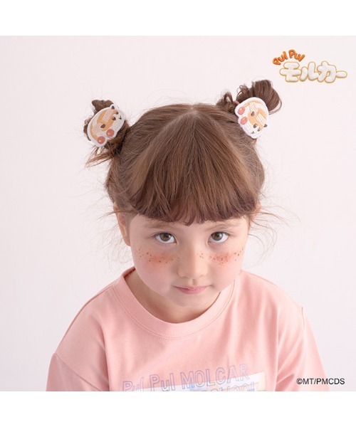 Lycee mine(リセマイン)の「【PUI PUI モルカー】ワッペンヘアゴム2Pセット(その他ヘアアクセサリー・キッズ・オフホワイト/オレンジ/モカ・フリー)」の3枚目の写真