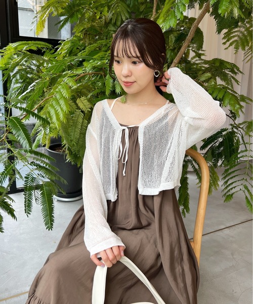 Olu.（オルドット）の「パンチングニットリボンカーディガン（カーディガン/ボレロ・レディース・ホワイト/ブラック・FREE）」の11枚目の写真