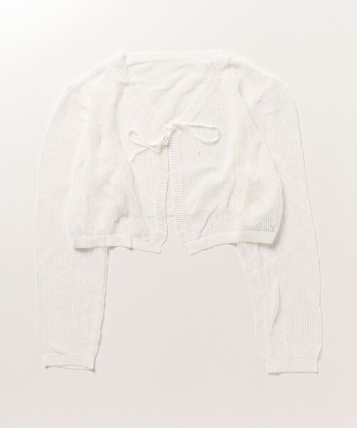 Olu.（オルドット）の「パンチングニットリボンカーディガン（カーディガン/ボレロ・レディース・ホワイト/ブラック・FREE）」の5枚目の写真