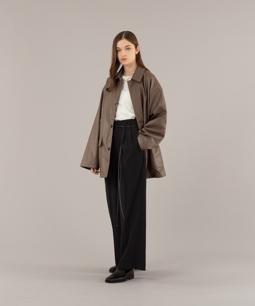 selle glant（セレグランテ）の「FAKE LEATHER CODE WIDE PANTS/フェイクレザーコードワイドパンツ（スラックス・メンズ・チャコールグレー/ブラック・MEDIUM/LARGE）」の6枚目の写真