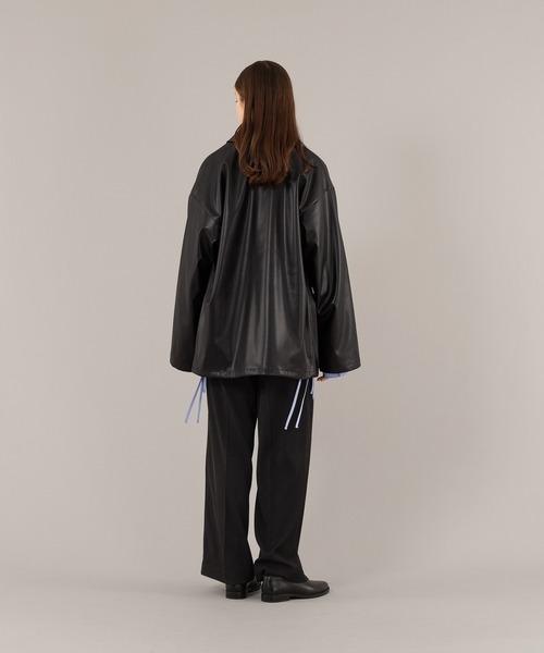 selle glant（セレグランテ）の「FAKE LEATHER CODE WIDE PANTS/フェイクレザーコードワイドパンツ（スラックス・メンズ・チャコールグレー/ブラック・MEDIUM/LARGE）」の10枚目の写真