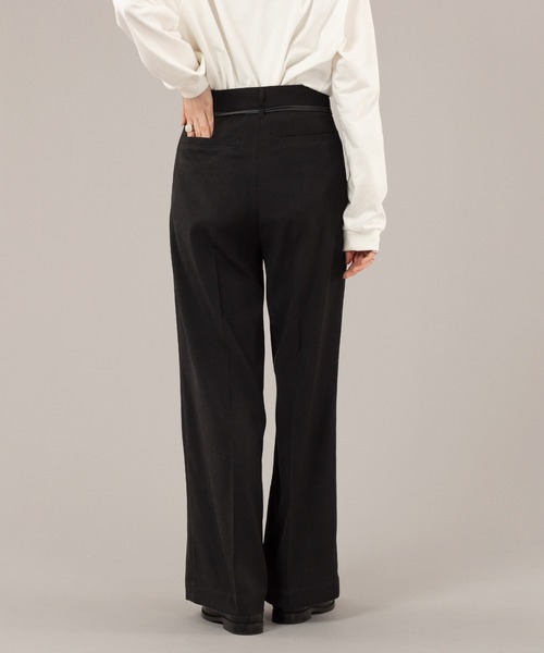 selle glant（セレグランテ）の「FAKE LEATHER CODE WIDE PANTS/フェイクレザーコードワイドパンツ（スラックス・メンズ・チャコールグレー/ブラック・MEDIUM/LARGE）」の5枚目の写真