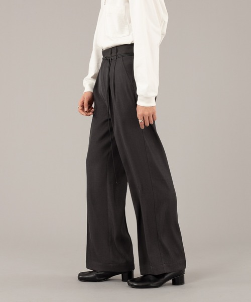 selle glant（セレグランテ）の「FAKE LEATHER CODE WIDE PANTS/フェイクレザーコードワイドパンツ（スラックス・メンズ・チャコールグレー/ブラック・MEDIUM/LARGE）」の11枚目の写真