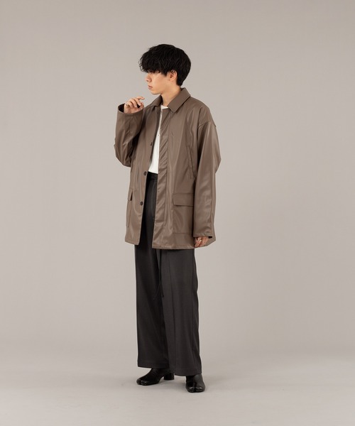 selle glant（セレグランテ）の「FAKE LEATHER CODE WIDE PANTS/フェイクレザーコードワイドパンツ（スラックス・メンズ・チャコールグレー/ブラック・MEDIUM/LARGE）」の21枚目の写真