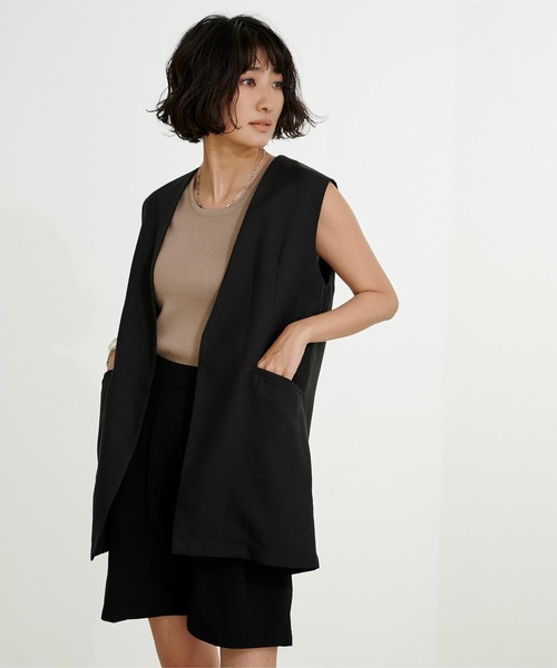 UR'S(ユアーズ)の「リブニットタンクトップ(Tシャツ/カットソー・レディース・グレイッシュベージュ/ブラック/ホワイト・S/M/L)」の3枚目の写真