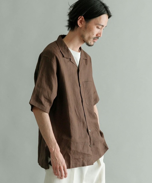 URBAN RESEARCH（アーバンリサーチ）の「『Sサイズあり』Linen OpenCollor Shirts（シャツ/ブラウス・メンズ・ブラウン/ブルー系その他/オフホワイト/オレンジ/ネイビー/ブラック・SMALL/MEDIUM/LARGE）」の3枚目の写真
