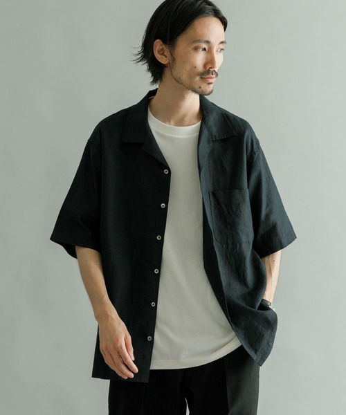 URBAN RESEARCH（アーバンリサーチ）の「『Sサイズあり』Linen OpenCollor Shirts（シャツ/ブラウス・メンズ・ブラウン/ブルー系その他/オフホワイト/オレンジ/ネイビー/ブラック・SMALL/MEDIUM/LARGE）」の2枚目の写真