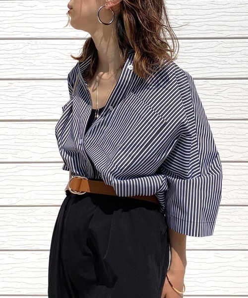 Q（キュー）の「バックロゴシャツ2（シャツ/ブラウス・レディース・ブラック系/オレンジ/ホワイト・MEDIUM）」の10枚目の写真