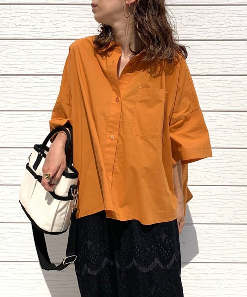 Q（キュー）の「バックロゴシャツ2（シャツ/ブラウス・レディース・ブラック系/オレンジ/ホワイト・MEDIUM）」の15枚目の写真