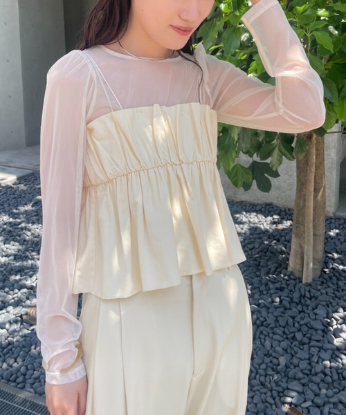 シャンブレーギャザーキャミソール シャンブレーギャザーキャミソール