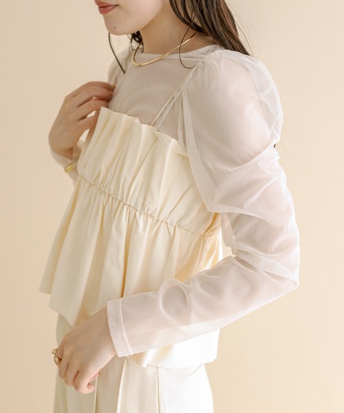 mline（エムライン）の「[mline]ベアギャザーキャミソール（キャミソール・レディース・オフホワイト/ブラック・FREE）」の8枚目の写真